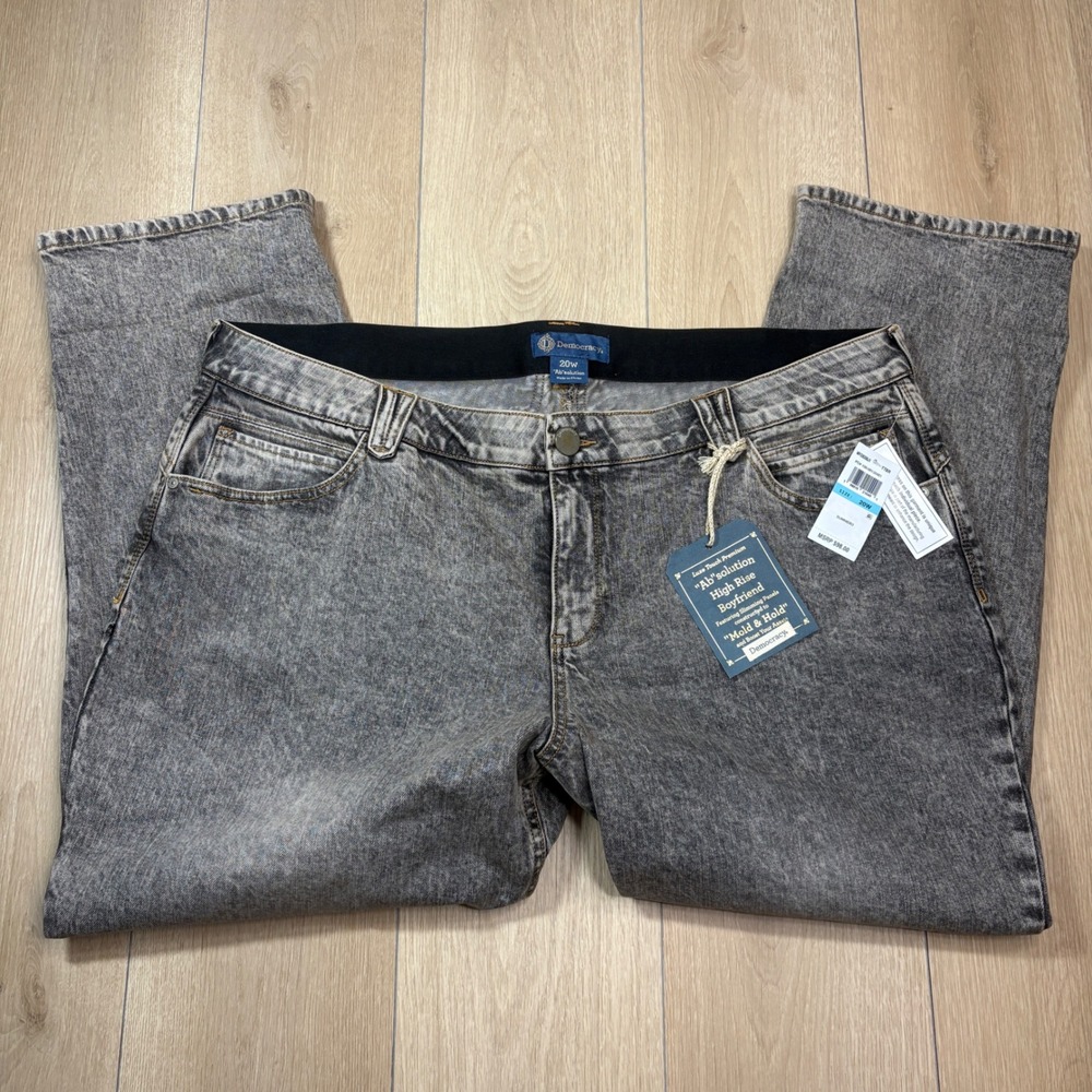 Democracy Absolution High Rise Boyfriend Jeans Grey Acid Wash Plus Size 20W NWT